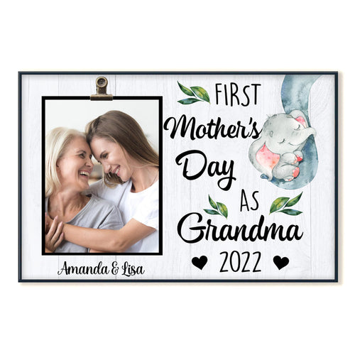 Elephants First Mother's Day As Grandma - Personalized Photo Canvas - Gift For Mom bannerposter-elephants-gg.jpg