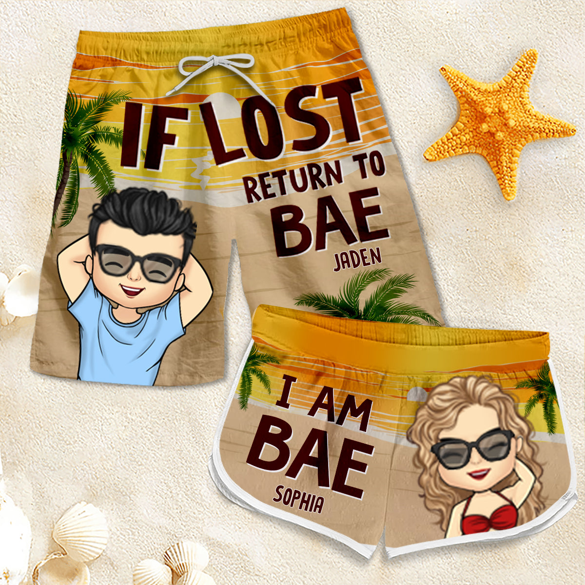 Return To Bae, I'm Bae - Personalized Couple Beach Shorts - Gift For Couples, Husband Wife bannershortcouple-fLostReturnToBae-gg.jpg
