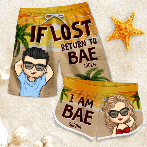 Return To Bae, I'm Bae - Personalized Couple Beach Shorts - Gift For Couples, Husband Wife bannershortcouple-fLostReturnToBae-gg.jpg