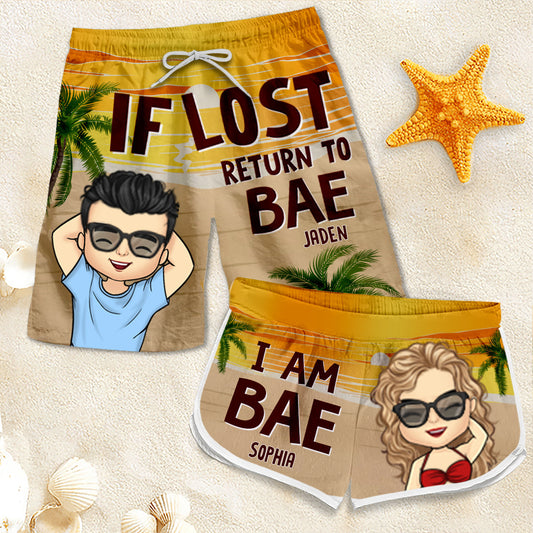 Return To Bae, I'm Bae - Personalized Couple Beach Shorts - Gift For Couples, Husband Wife bannershortcouple-fLostReturnToBae-gg.jpg