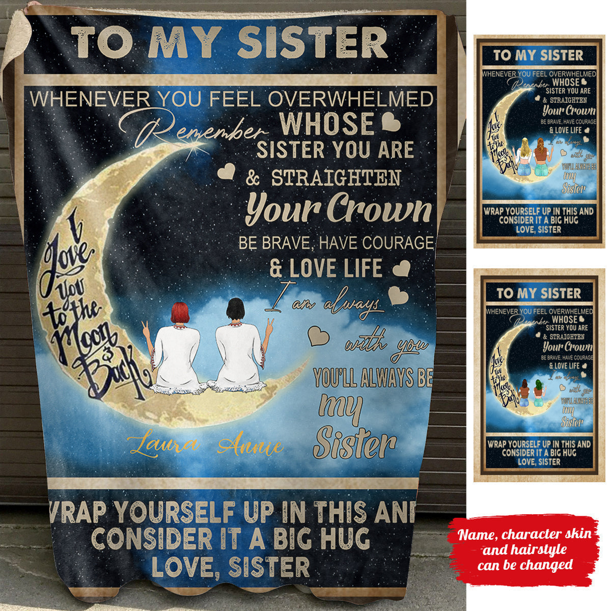 Love You To The Moon And Back - Personalized Blanket - Gift For Sister bannertitle_20cd44d4-97f7-4db5-92ab-f19d3257c7c6.jpg