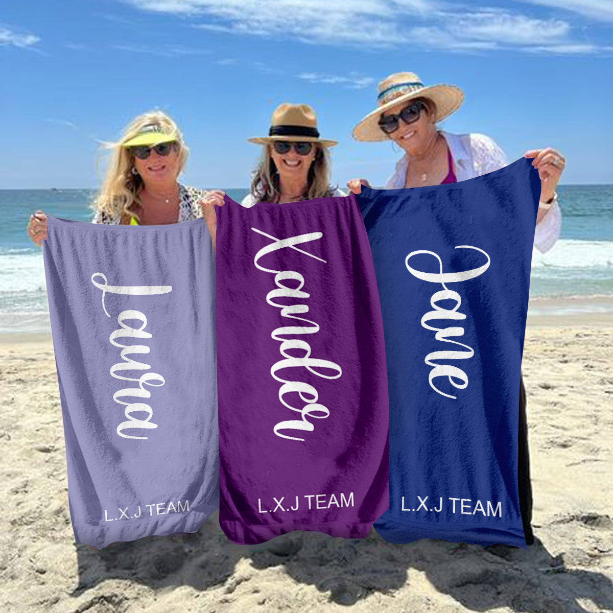 Scripty Style Name - Personalized Beach Towel - Birthday, Outside Vacation Gift Beach Towel - Birthday bannertower3.jpg
