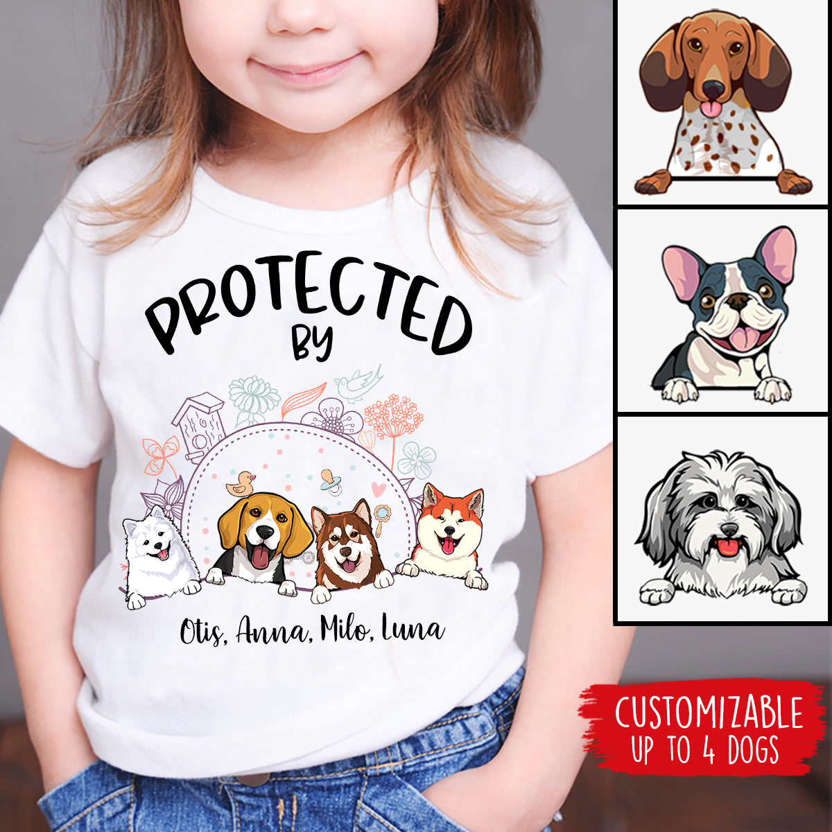 Cute Dog, Protected by Dog Custom Standard Youth T-shirt bannertshirtkid-ProtectedbyDog-fb.jpg