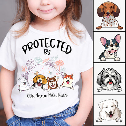 Cute Dog, Protected by Dog Custom Standard Youth T-shirt bannertshirtkid-ProtectedbyDog-gg.jpg
