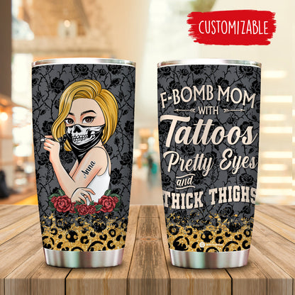 F-Bomb Mom With Tattoos - Personalized Tumbler - Gift For Mom bannertumbler-fbombmom-fb.jpg