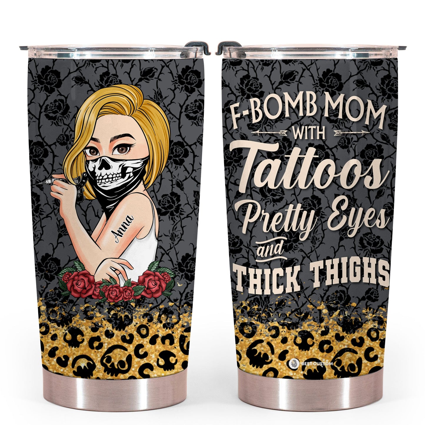 F-Bomb Mom With Tattoos - Personalized Tumbler - Gift For Mom bannertumbler-fbombmom-gg.jpg