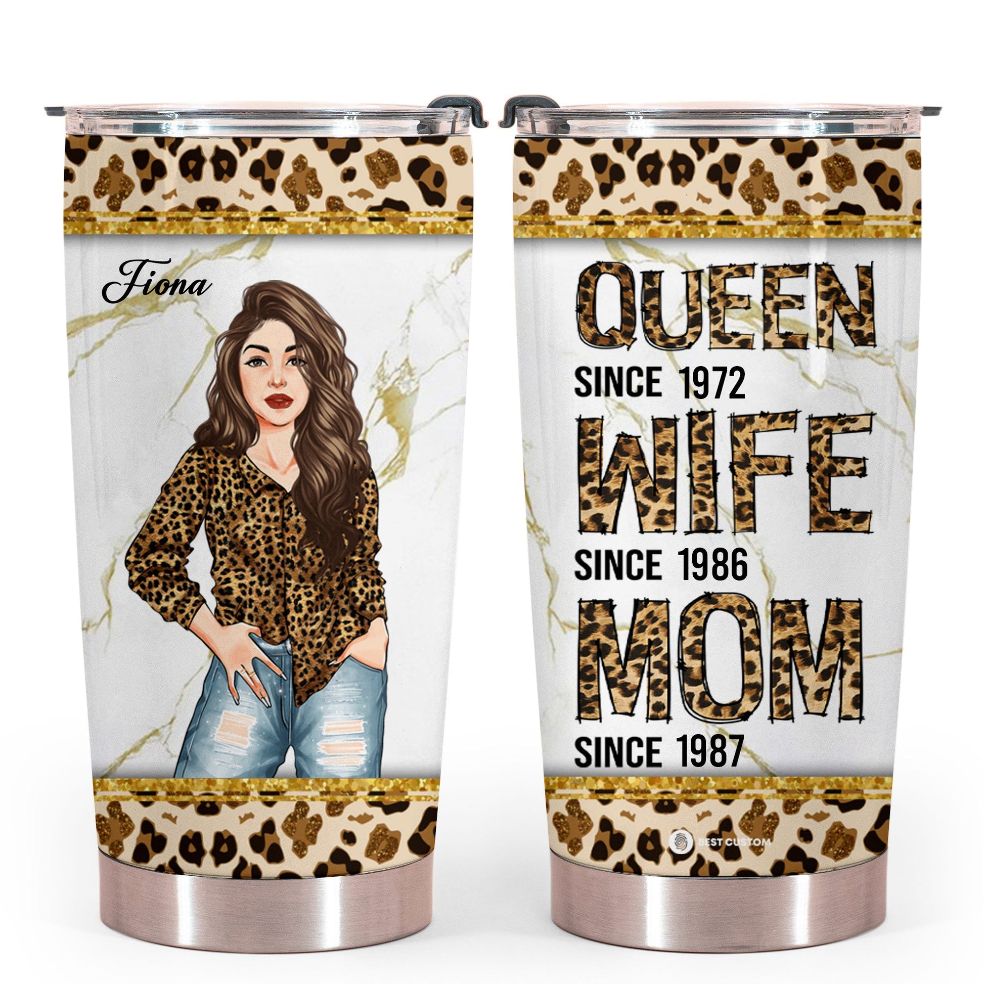 Queen Wife Mom Leopard - Personalized Tumbler - Gift For Mom bannertumbler-queenwife-gg.jpg