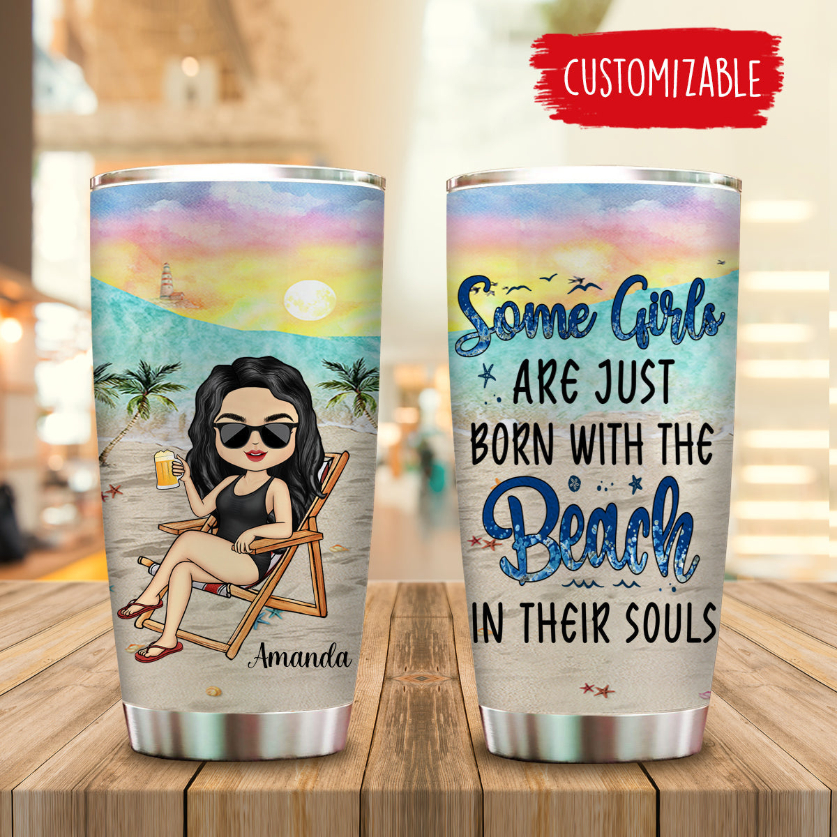 Some Girls Are Just Born With The Beach In Their Souls - Personalized Tumbler - Beach bannertumbler-thebeach-fb.jpg