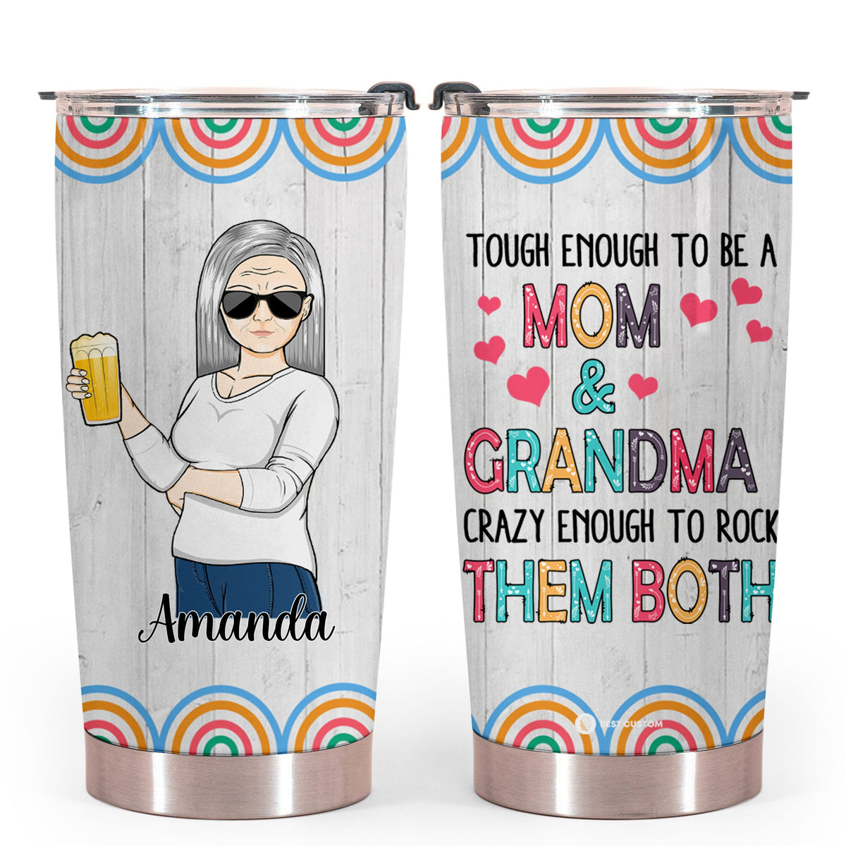 Tough Enough To Be A Mom And Grandma - Personalized Tumbler - Gift For Mom bannertumbler-touughenough-gg.jpg