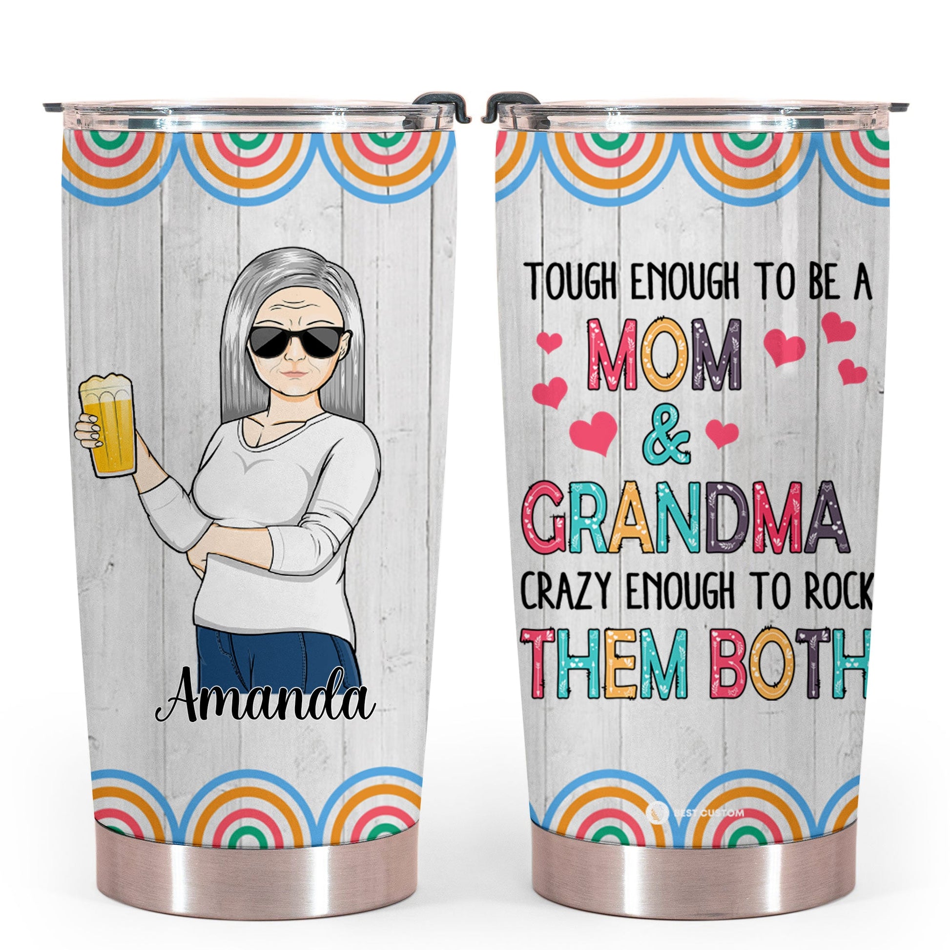 Tough Enough To Be A Mom And Grandma - Personalized Tumbler - Gift For Mom bannertumbler-touughenough-gg.jpg