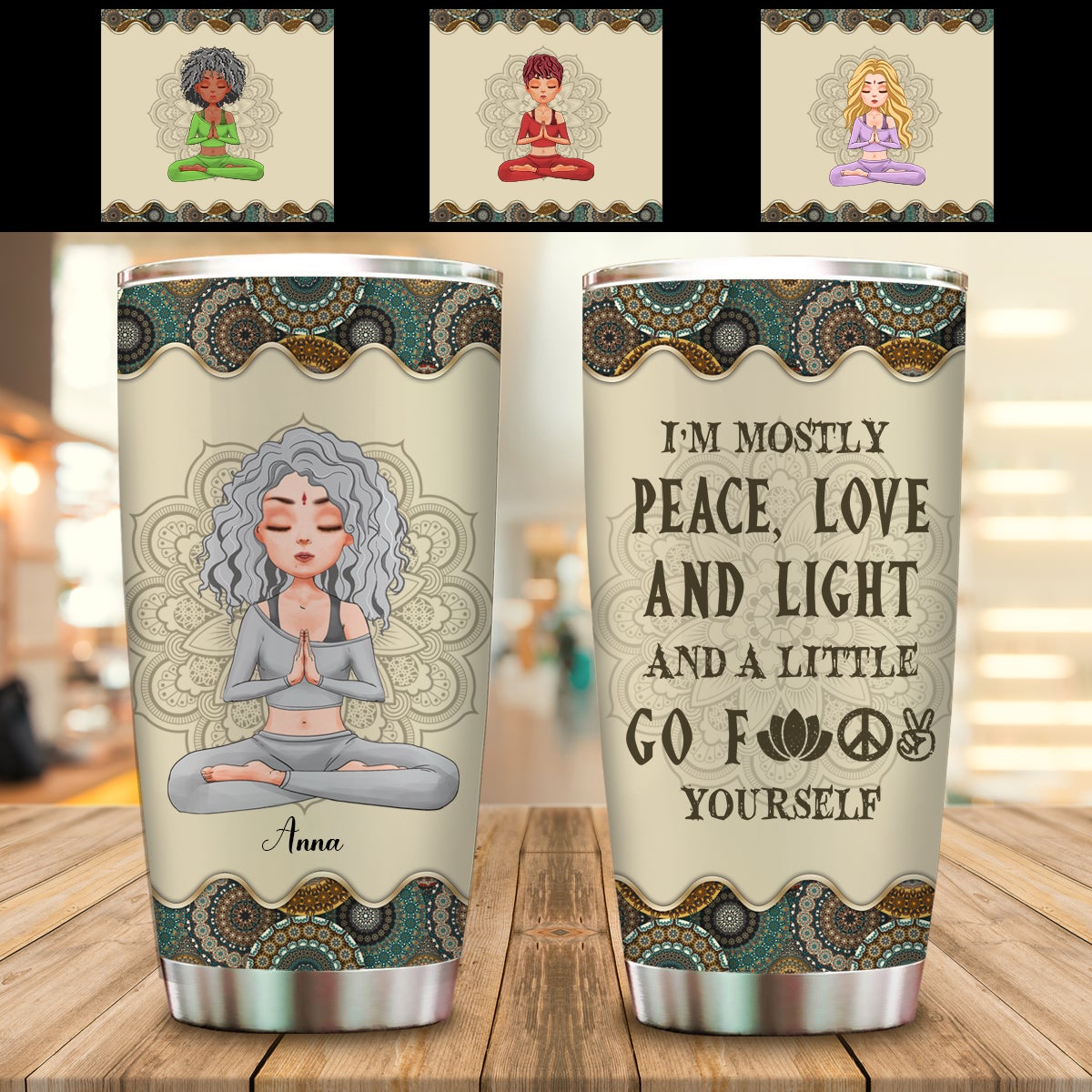 I'm Mostly Peace Love And Light Custom Tumbler Life Style Hippie bannertumblerGG.jpg