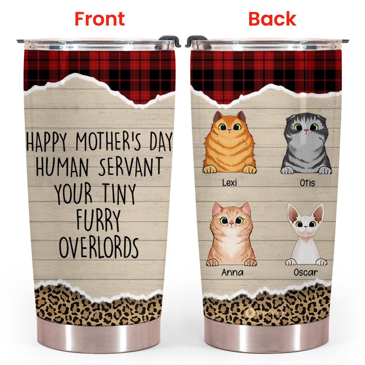 Witty Cat Happy Mother's Day Human Servant Your Tiny Furry OverLords - Personalized Tumbler - Cat Mom bannertumblergg--wittycat.jpg