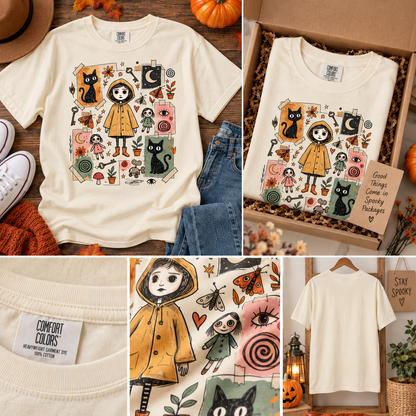 Lost in the Other Side Spooky Girl T-Shirt – Whimsical Black Cat & Key Graphic Tee, Cute Creepy Halloween Shirt for Dark Fantasy Lovers bb60230e-1498-4392-ab22-bcfff1b1f70c-mcokup-d.png