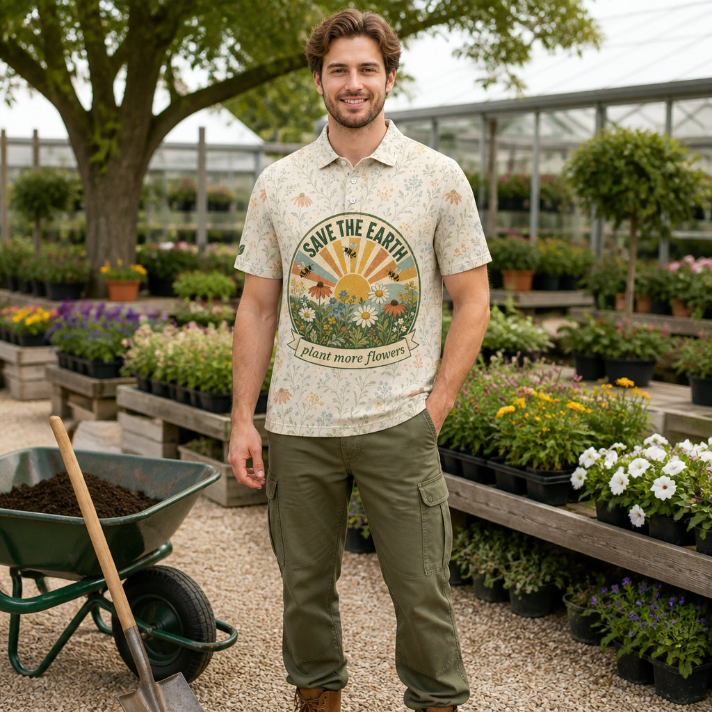 Save The Earth – Plant More Flowers Eco Badge Polo - Polo shirt - All over printed bb7fee4b-2b2f-446d-92e6-e3a3f9a5d50d.jpg