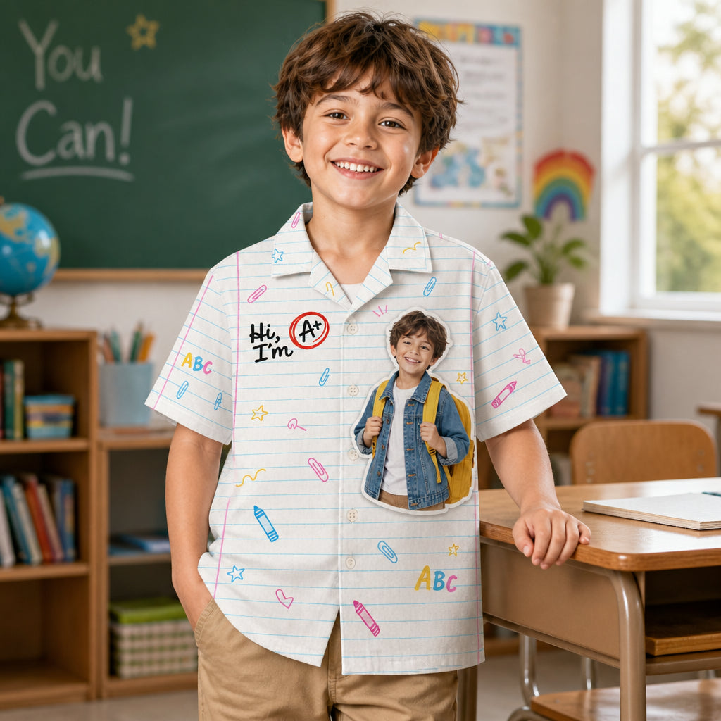 Hi, I’m A+ Kids Photo Shirt - Hawaiian AOP - Personalized Hawaiian Kids Shirt - AOP bb953a67-004e-4590-99c9-7006535a3255.jpg