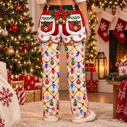 Funny Christmas Pajama Pants: Santa Suit Illusion Print, Holiday String Lights bb96644b-38ac-4ede-b4cc-7c75bedbb14c-8.jpg