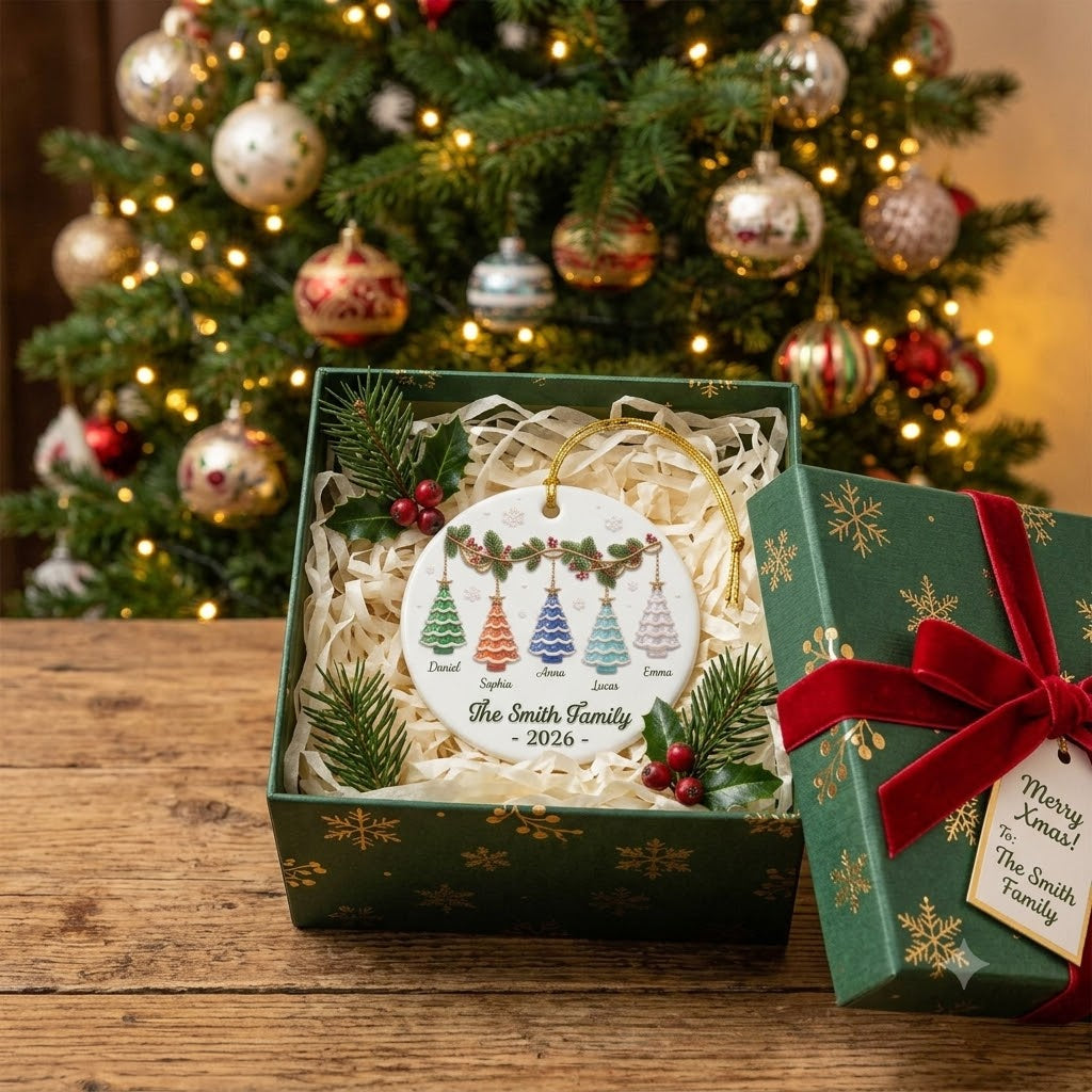 Christmas Tree Ceramic Ornament - Personalized Family Ornaments