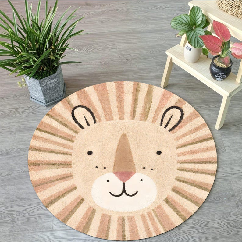 Round Lion Flannel & Velvet Area Rug, Cute Lion Floor Carpet, Soft Washable Round Rug, Kids Room Nursery Decor, Living Room Rug bc6011d2-0d5f-4a9b-aff7-7bd934ae228d-il_794xN.8338327459_2ys0.jpg