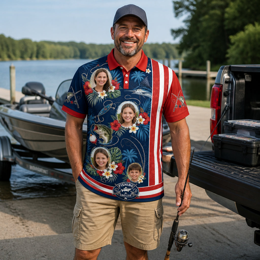 Custom Photo Fishing American Hawaiian Shirt - Lifestyle 2