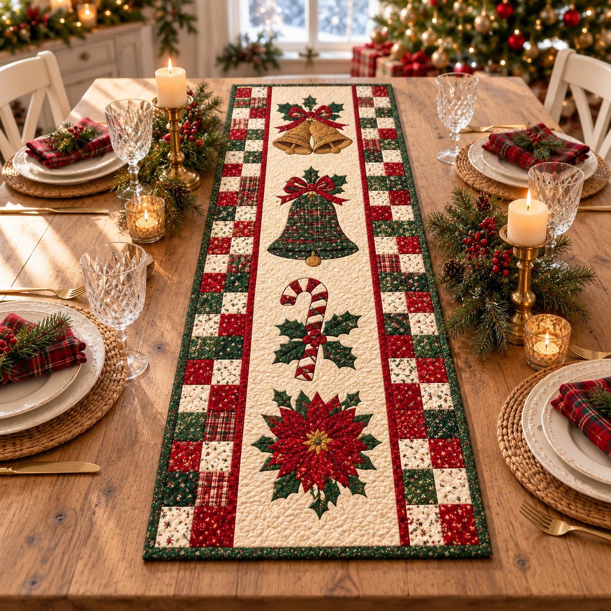 Christmas Quilted Table Runner, Traditional Red Green Holiday Table Decor, Holiday Winter Dining Table Decor, Festive Farmhouse Xmas Decor bca07809-59c4-4585-8362-7fb87185f8d2-banner-1.png