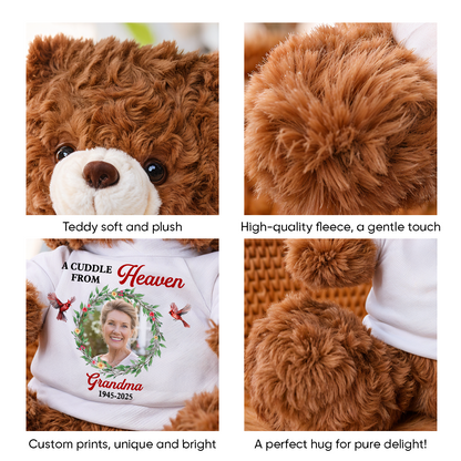 Christmas A Cuddle From Heaven - Memorial Personalized Custom Teddy Bear Plush - Sympathy Gift For Family Members bca44149-79c1-4e92-b1b0-3c0b3cb30042-Details.png