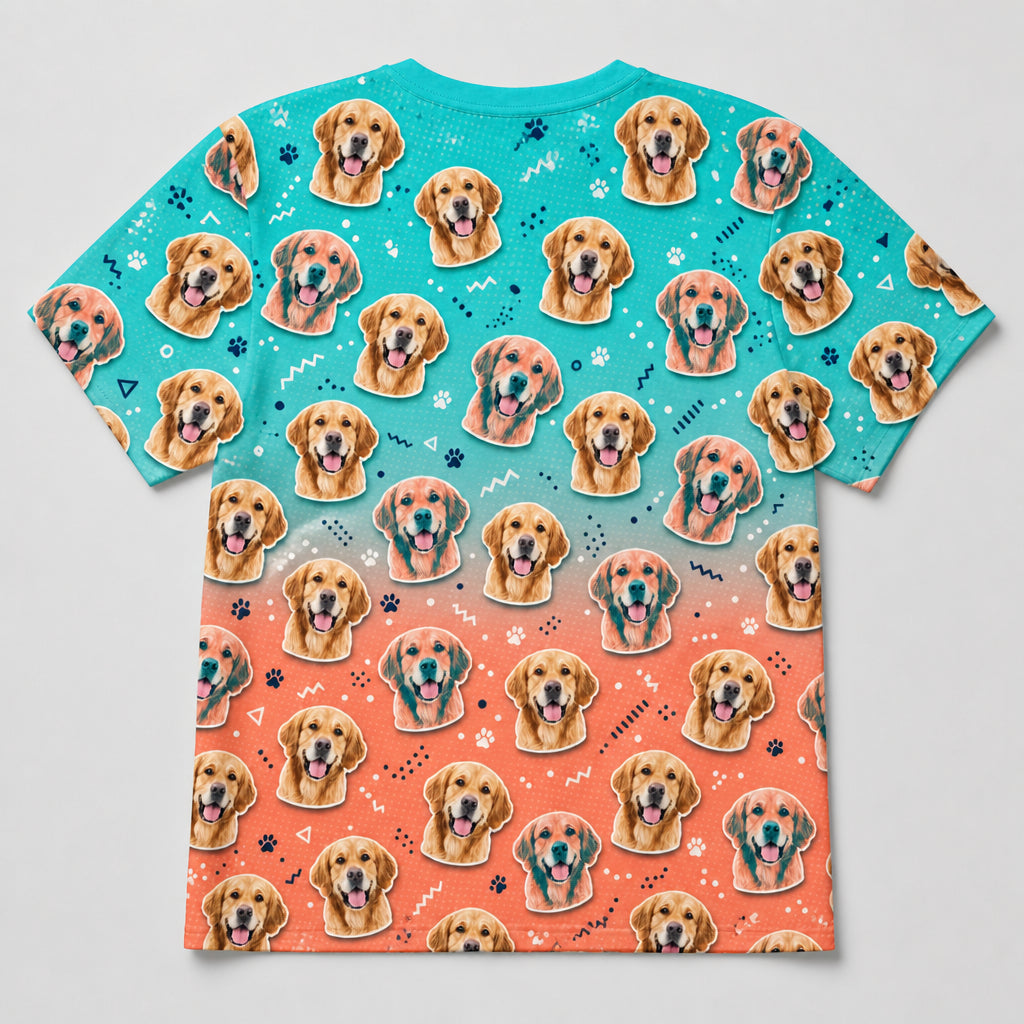 Your Pet Face Pop-Art Pattern AOP Tee - Back view