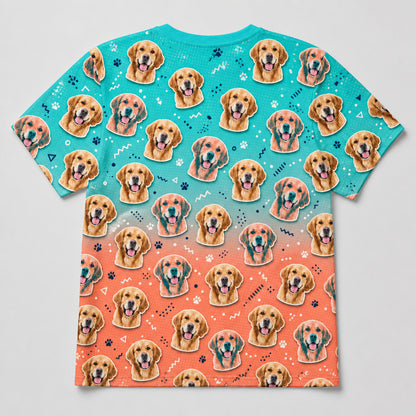 Your Pet Face Pop-Art Pattern AOP Tee - Back view