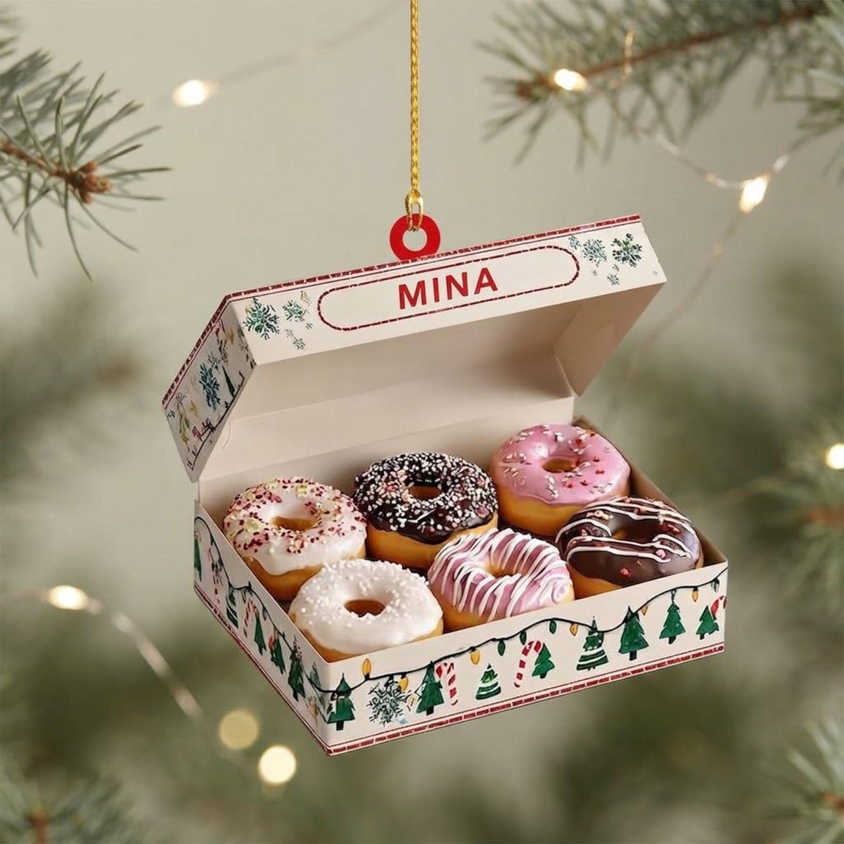 Personalized Donut Box Christmas Ornament, Custom Name Bakery Foodie Keepsake Decor bcbdba70-f669-446b-b54e-33dcc98570fe-1.jpg