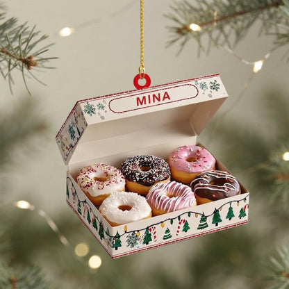 Personalized Donut Box Christmas Ornament, Custom Name Bakery Foodie Keepsake Decor bcbdba70-f669-446b-b54e-33dcc98570fe-1.jpg