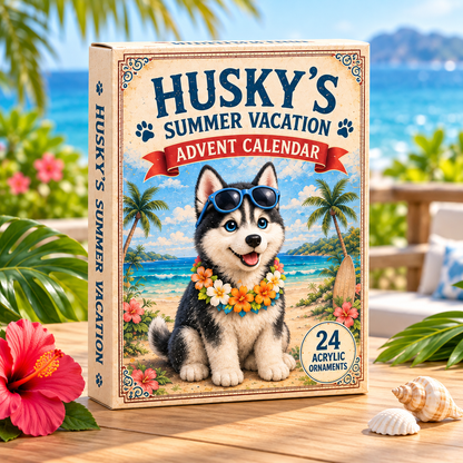 Husky Summer Vacation Advent Calendar 2026 - 24-Day Festive Countdown, Acrylic Charms Blind Box - Gift For Dog Lovers bcd81805-c8cd-4896-98a4-89e72c5c436a-summer-husky-box.png