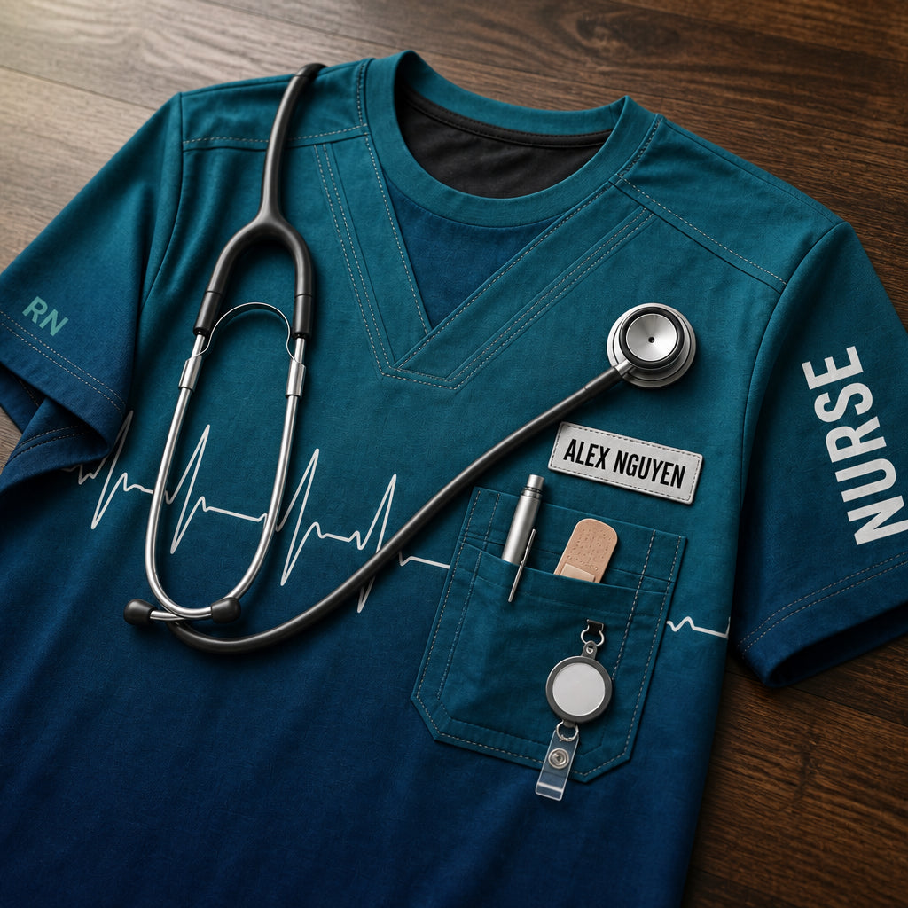 Personalized Nurse Scrubs AOP T‑Shirt with Name Patch - Personalized T-Shirt - All Over Printed bcd97a96-d7c4-4ceb-ab29-9a6a4e3a3ef0.jpg