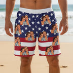 Custom Photo American Flag - Personalized Unisex Beach Shorts