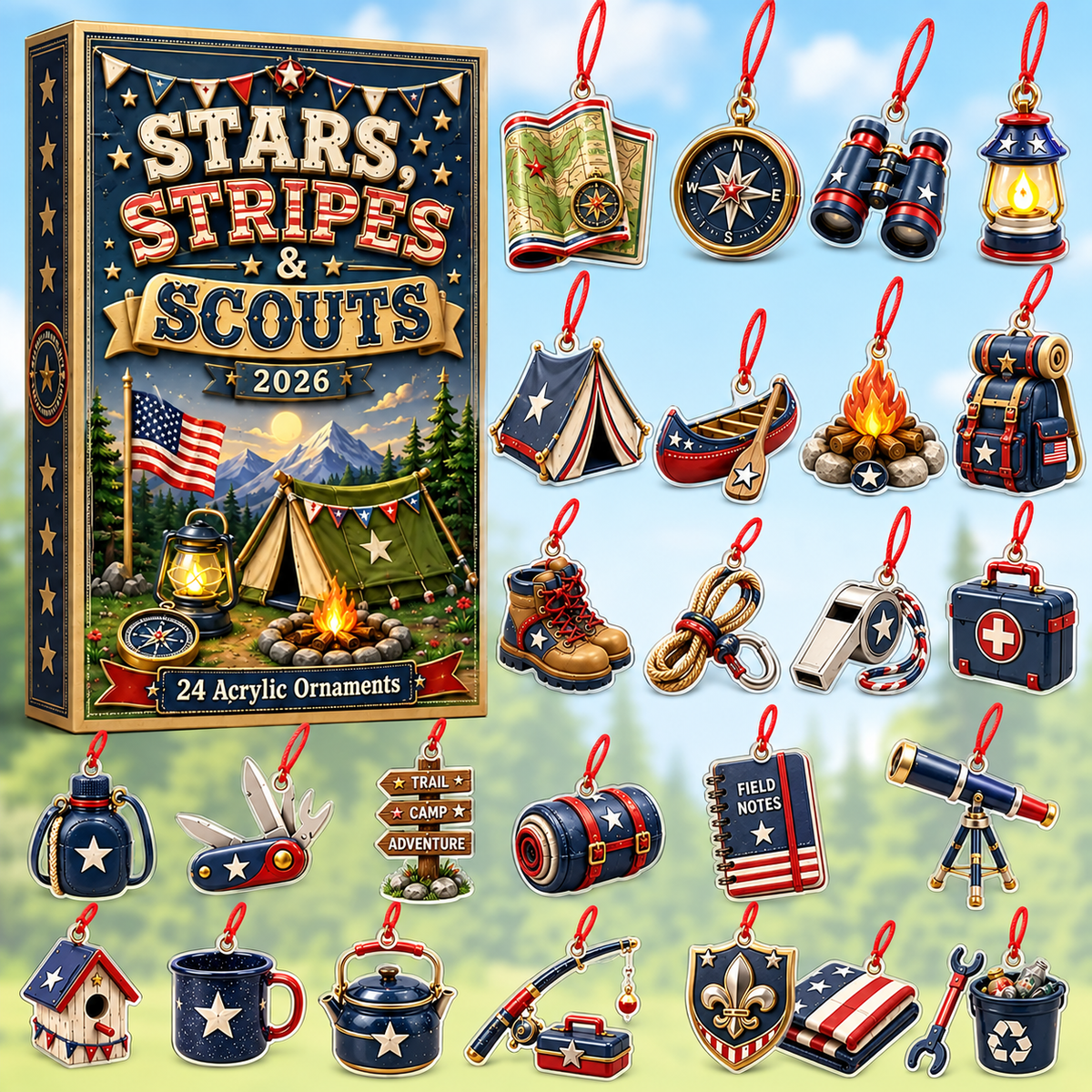 Stars Stripes & Scouts Advent Calendar 2026 - 24-Day Festive Countdown, Acrylic Charms Blind Box - Gift For Scouts, Family & Friends bd395718-f52d-443a-a094-8257d6975684-star-box-charms.png