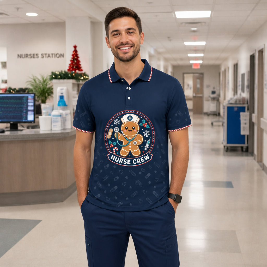 Gingerbread Nurse Crew Holiday Polo - Polo shirt - All over printed bd67fbde-ef90-4c13-ab3e-43c25d38a5f9.jpg