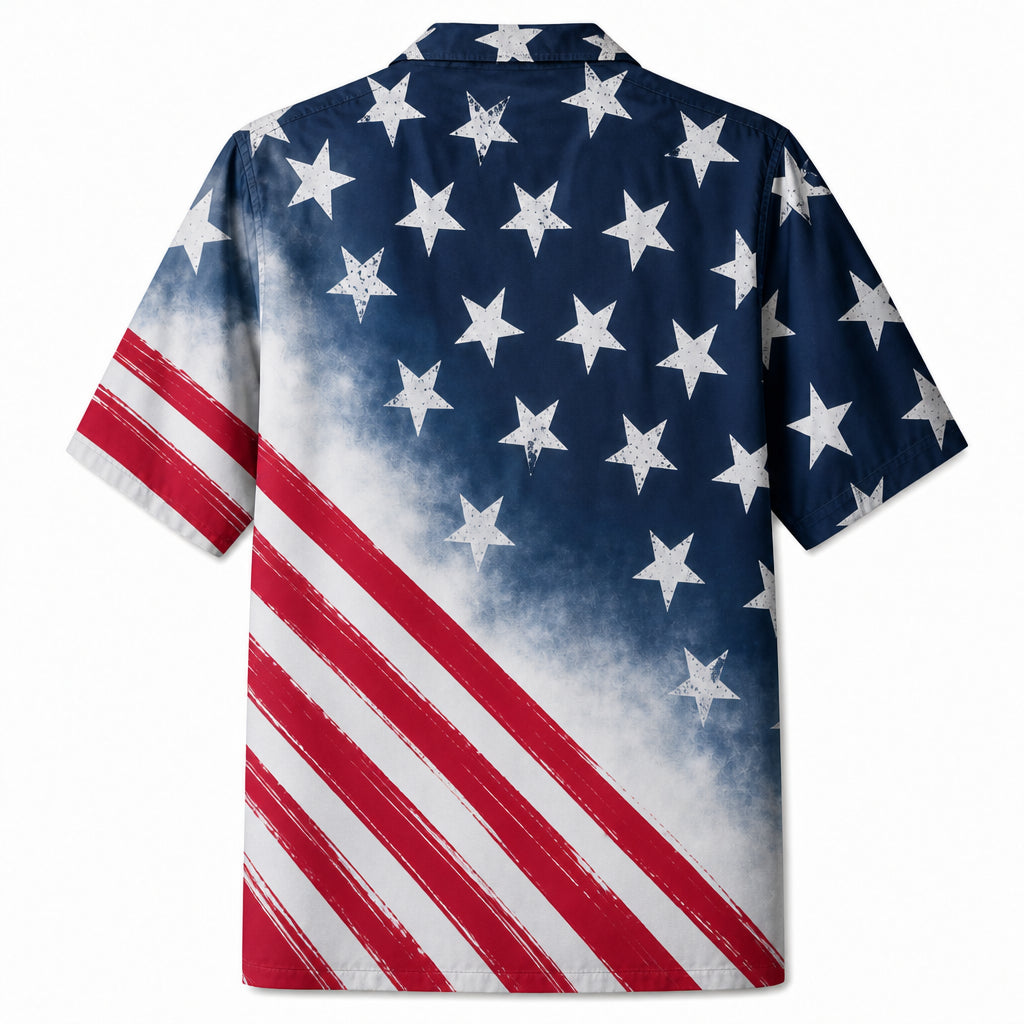 Custom Photo Patriotic Bulldog Hawaiian Shirt - Back view