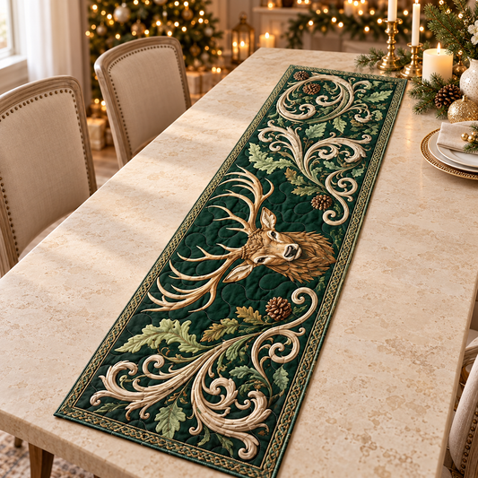 Celtic Stag Quilted Table Runner, Ornate Woodland Deer Table Decor, Gothic Forest Dining Accent, Rustic Gift for Deer Lovers bdbbf372-bc7b-43bf-85d4-2fea706ef563-Kh-n-tr-i-b-n-tu-n-l-c-Noel.png