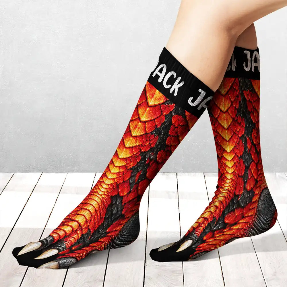 Funny Gift For Kids - Personalized Novelty Dinosaur Foot Illusion Socks bddccc3d-ef5e-4b4e-b581-693715d6c4cd-TE141-CLA4267-Mk5.jfif