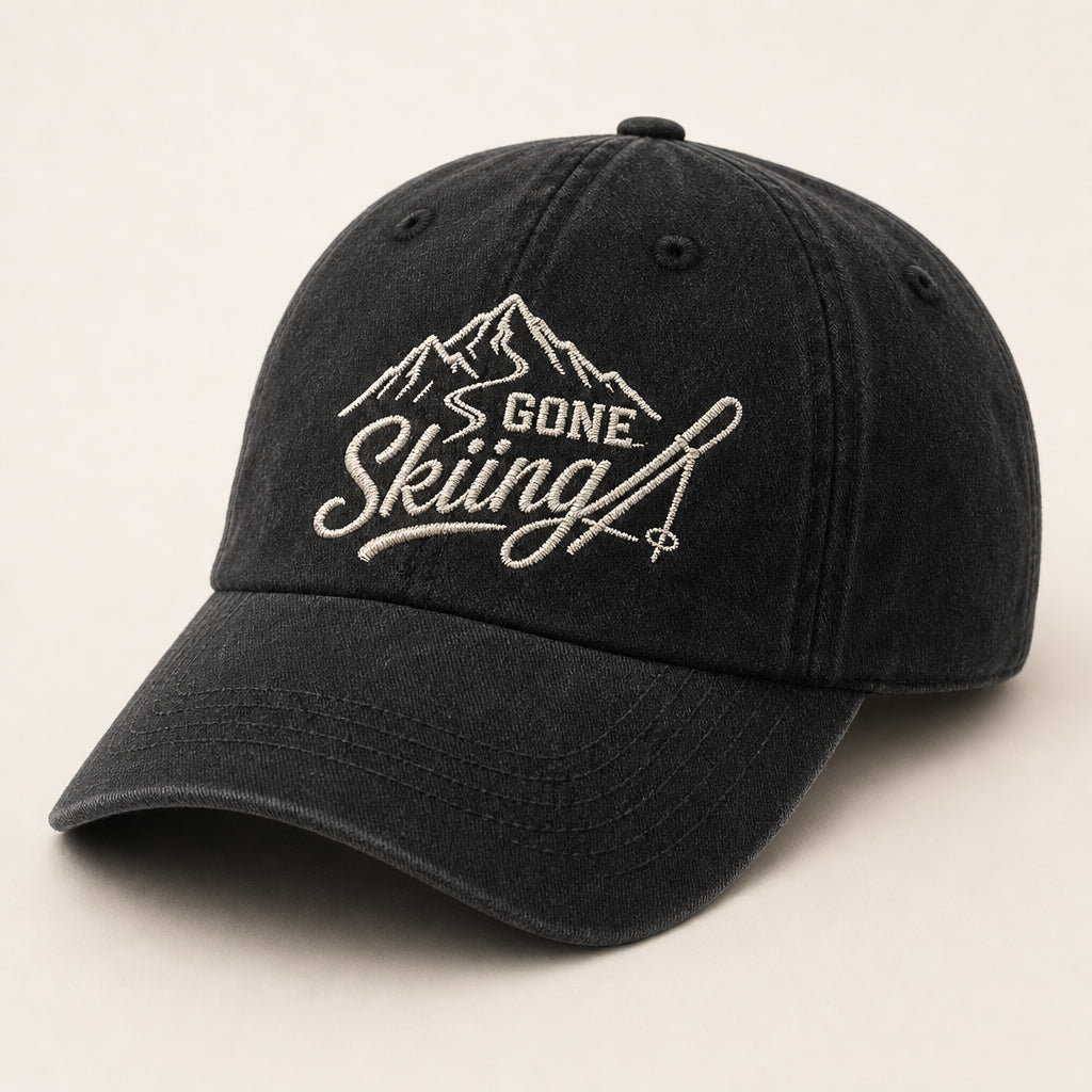 Gone Skiing Embroidered Dad Cap - Hero