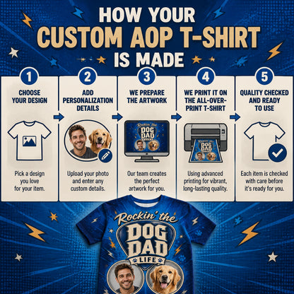 Rockin’ The Dog Dad Life – Custom Face & Pup AOP Tee - How it is made