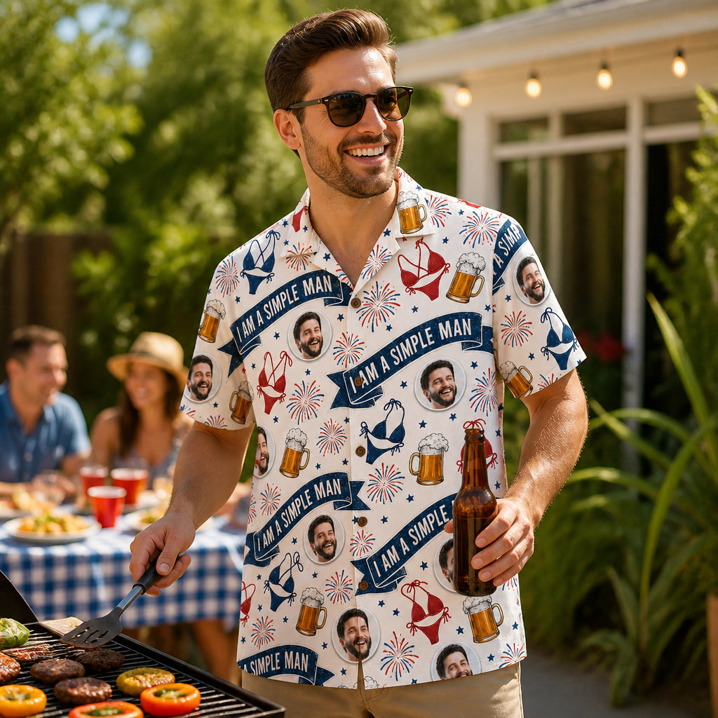 Simple Man Face Pattern Hawaiian Shirt - Lifestyle 2