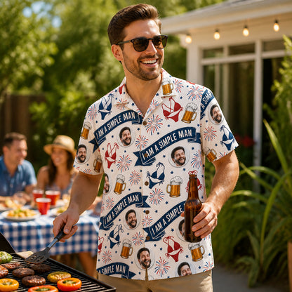 Simple Man Face Pattern Hawaiian Shirt - Lifestyle 2