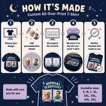 Official Sleepshirt — Pet + Owner Photo AOP Tee - How it is made