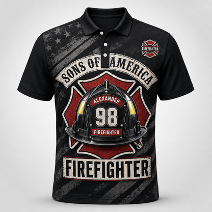Sons of America Firefighter Polo – Personalized Name & Number - Personalized Polo shirt - All over printed bfe55202-3395-47ca-a301-33785c629b19.png
