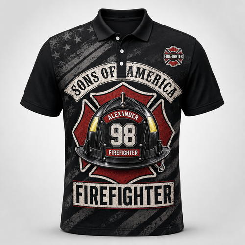 Sons of America Firefighter Polo – Personalized Name & Number - Personalized Polo shirt - All over printed bfe55202-3395-47ca-a301-33785c629b19.png