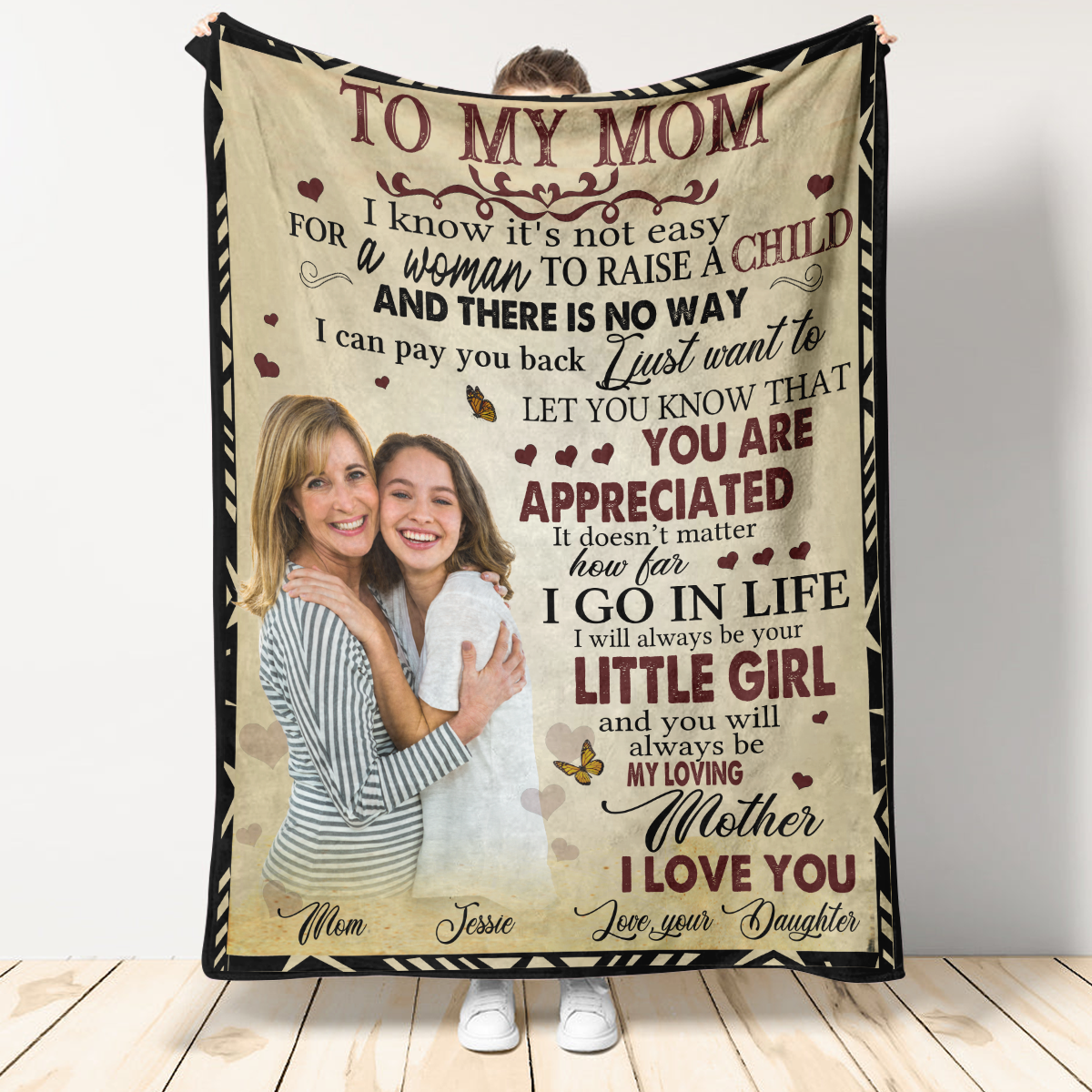 Custom Photo Quilt - To My Mom I Know It's Not Easy - Daughter To Mom, Mother's Day Gift For Mom blanket_2.png