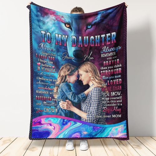 Personalized Throw Blankets With Picture - To My Daughter Remember Whose Daughter You Are - Mom To Daughter, Personalized Gift For Daughter blanket_5.png