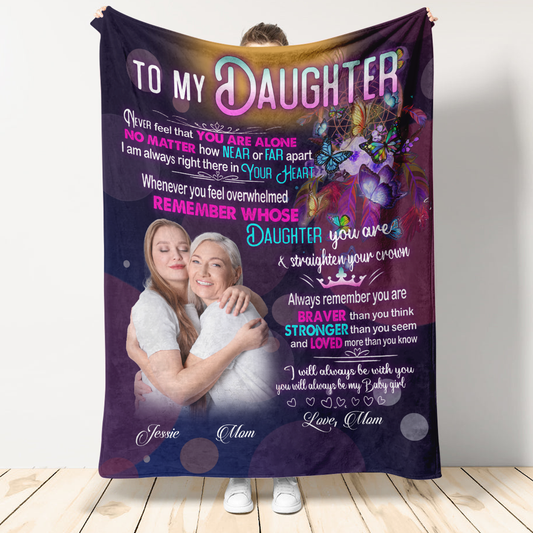 Blanket Custom Photo - To My Daughter Never Feel That You Are Alone - Mom To Daughter, Personalized Gift For Daughter blanket_6cdd26a0-8ba7-4336-aca7-e406f418581e.png
