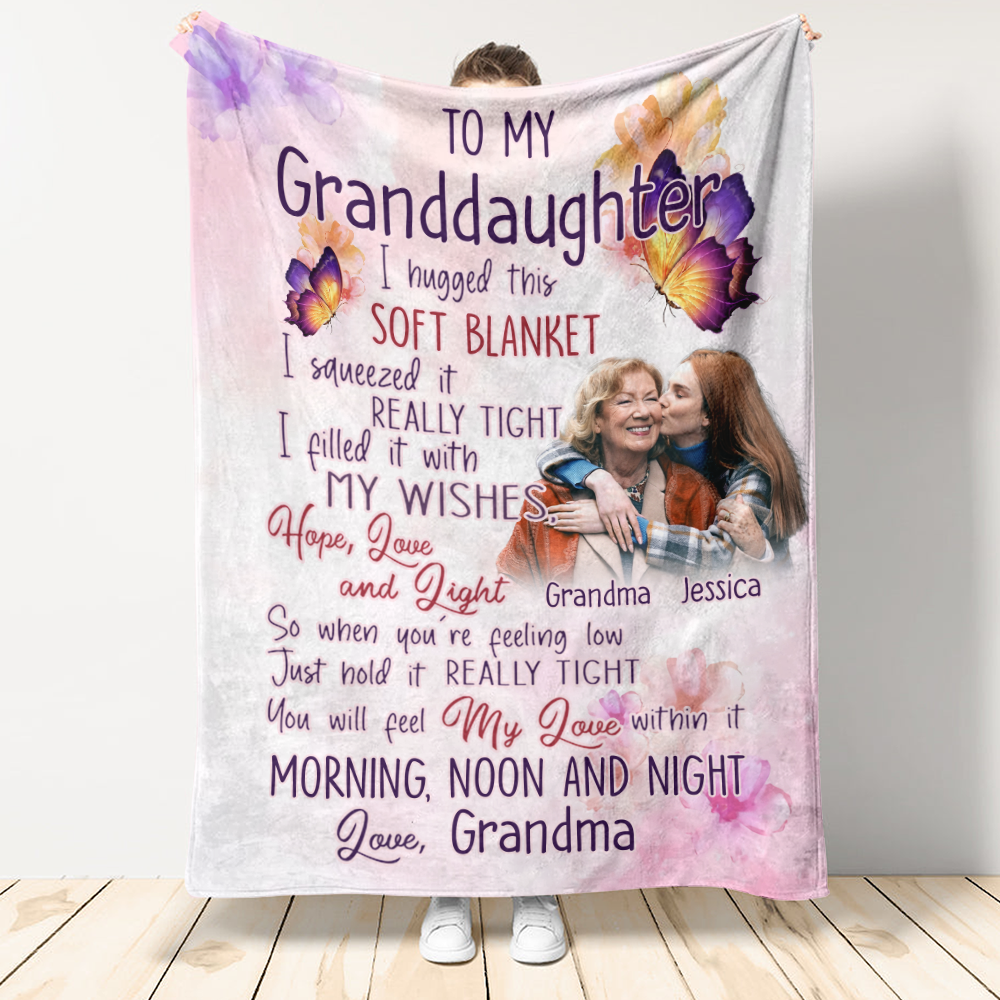 Butterfly I Hugged This Soft Blanket - Personalized Blanket - Gift For Granddaughter blanket_f80aede6-3aad-4716-b84c-162c903de354.png