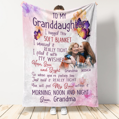 Butterfly I Hugged This Soft Blanket - Personalized Blanket - Gift For Granddaughter blanket_f80aede6-3aad-4716-b84c-162c903de354.png