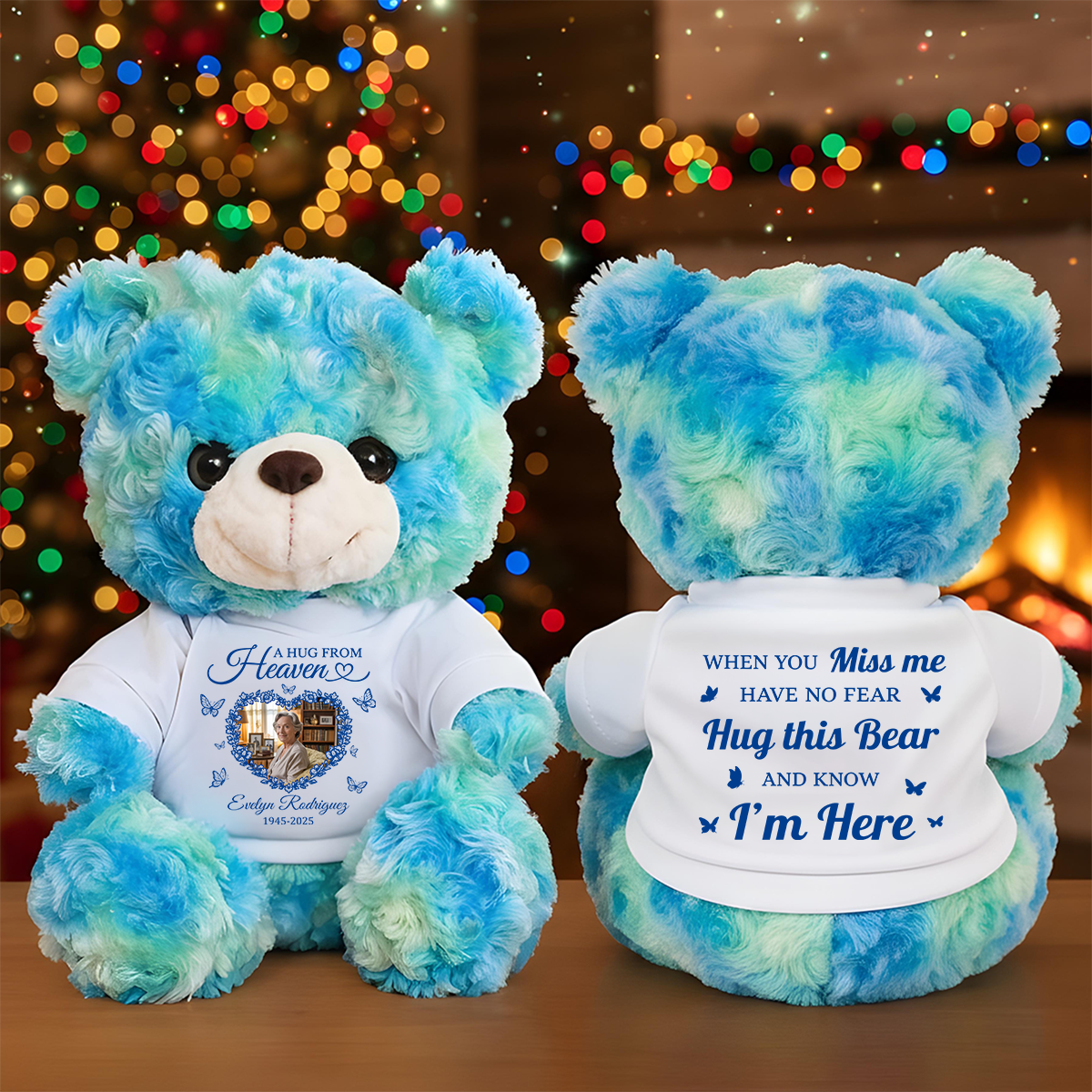 Memoria Heaven Heart Photo - Personalized Teddy Bear